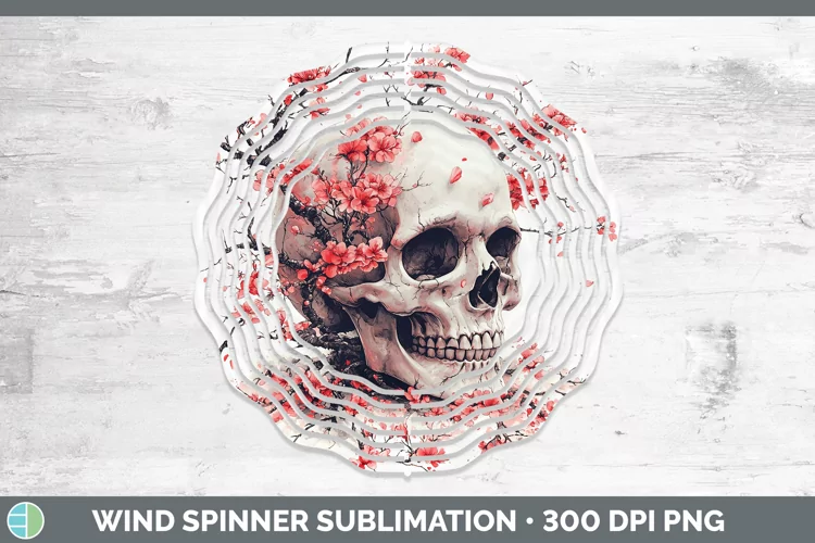 Sakura Skull Wind Spinner Sublimation Spinner Designs