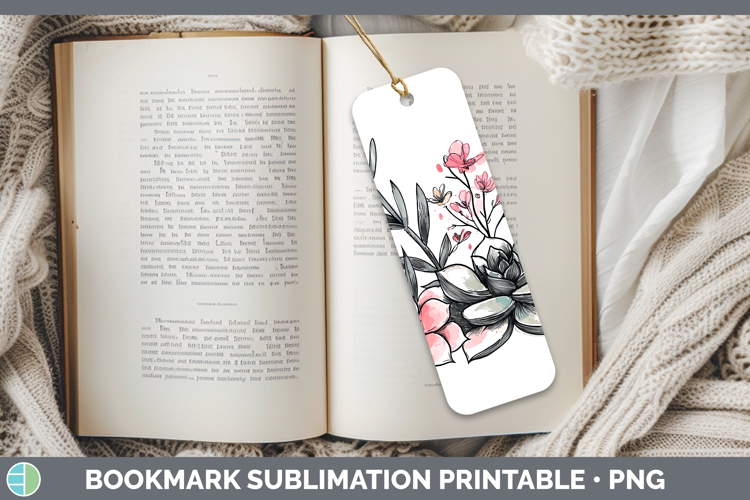 Sakura Succulents Bookmark Sublimation Printable Designs