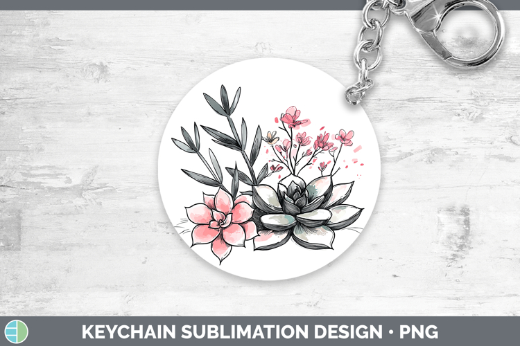 Sakura Succulents Keychain Sublimation Keyring Designs