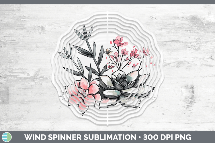 Sakura Succulents Wind Spinner Sublimation Spinner Designs