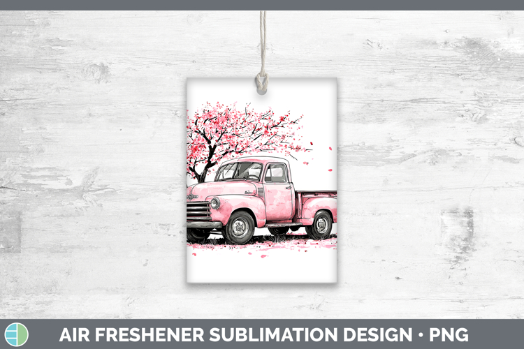 Sakura Vintage Truck Air Freshener Sublimation Car Freshener