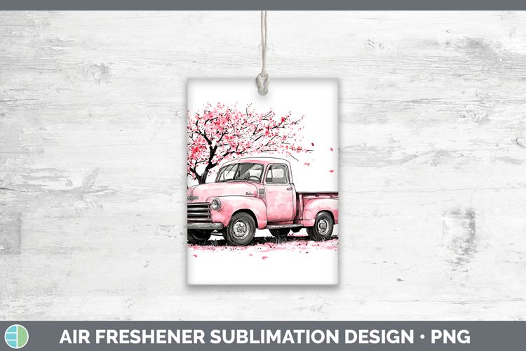 Sakura Vintage Truck Air Freshener Sublimation Car Freshener