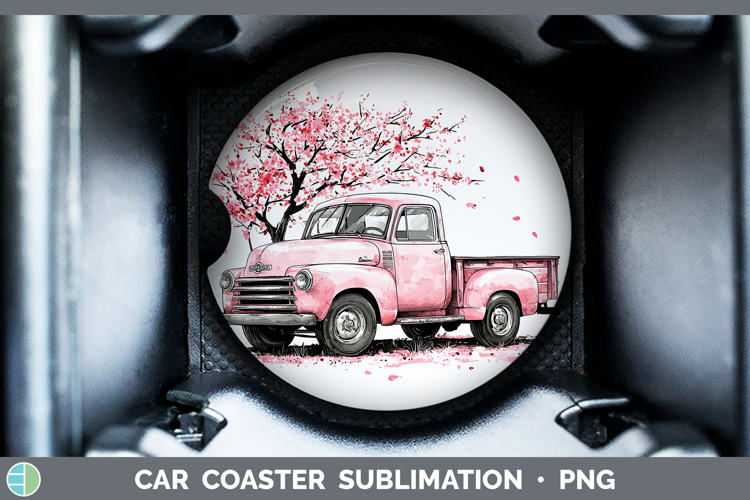 Sakura Vintage Truck Car Coaster Sublimation Designs