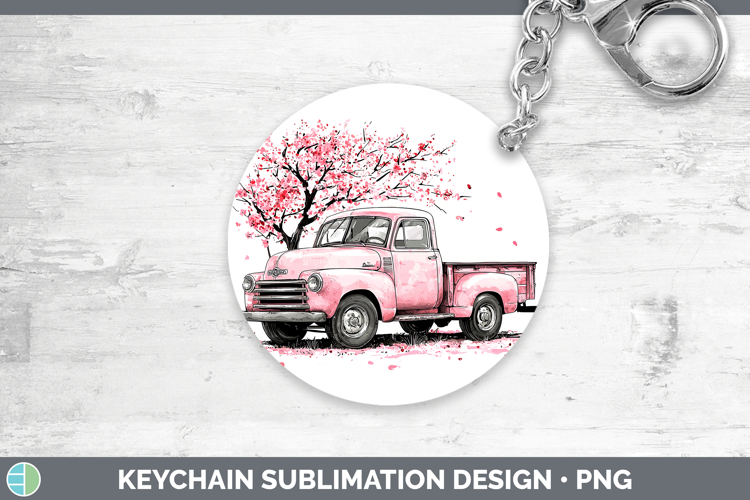 Sakura Vintage Truck Keychain Sublimation Keyring Designs