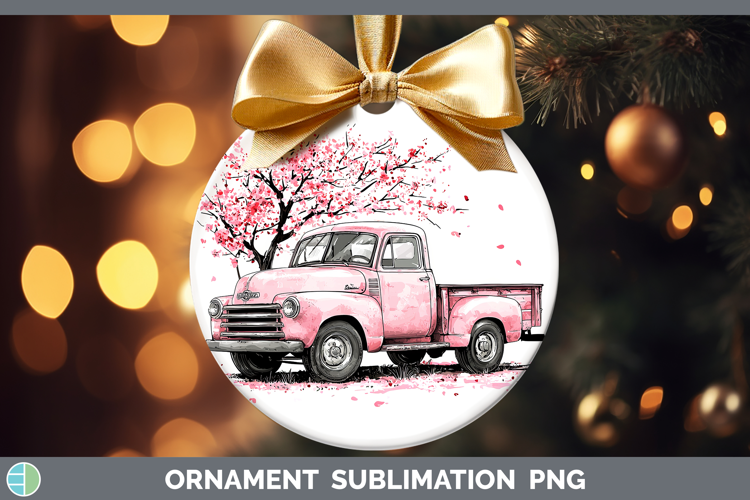 Sakura Vintage Truck Ornament Sublimation Bauble Designs
