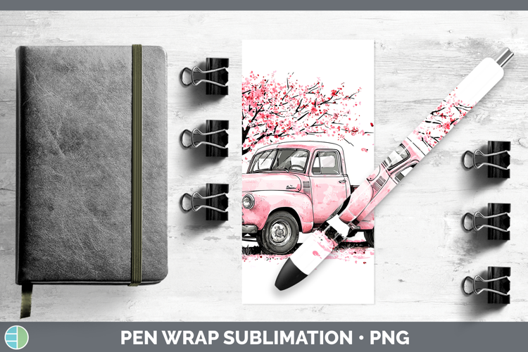 Sakura Vintage Truck Pen Wrap Sublimation Pen Designs