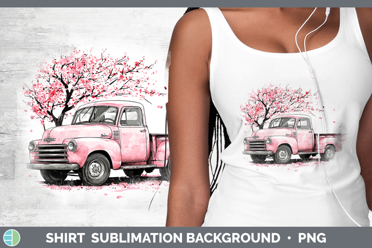 Sakura Vintage Truck Shirt Sublimation Sublimation Backgroun