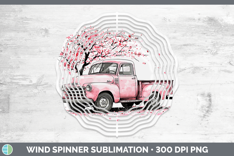 Sakura Vintage Truck Wind Spinner Sublimation Spinner Design