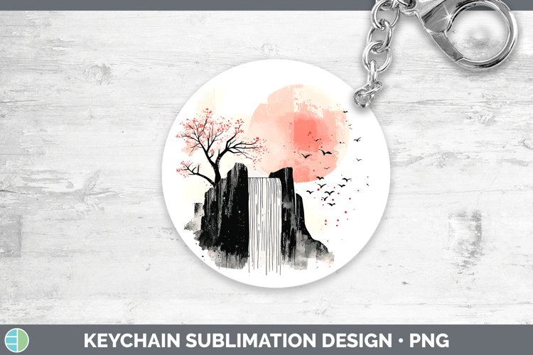 Sakura Waterfall Keychain Sublimation Keyring Designs