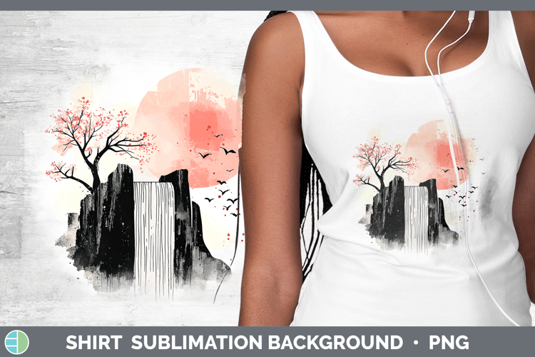 Sakura Waterfall Shirt Sublimation Sublimation Background De
