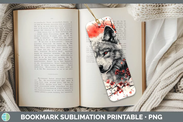 Sakura Wolf Bookmark Sublimation Printable Designs