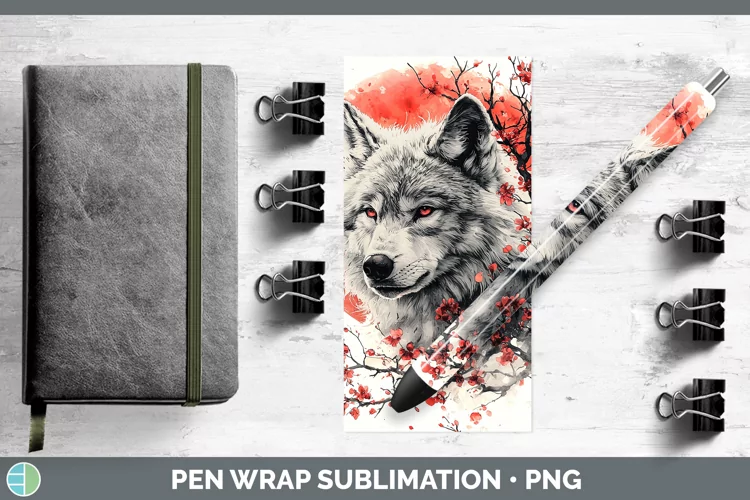 Sakura Wolf Pen Wrap Sublimation Epoxy Pen Designs