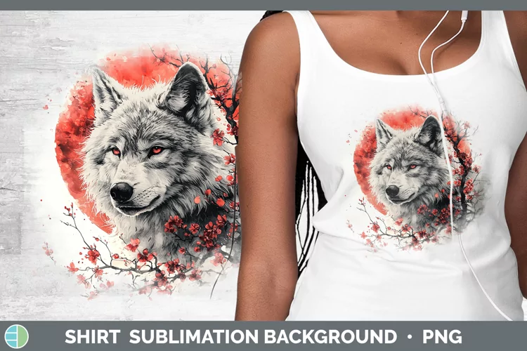 Sakura Wolf Shirt Sublimation Sublimation Background Designs