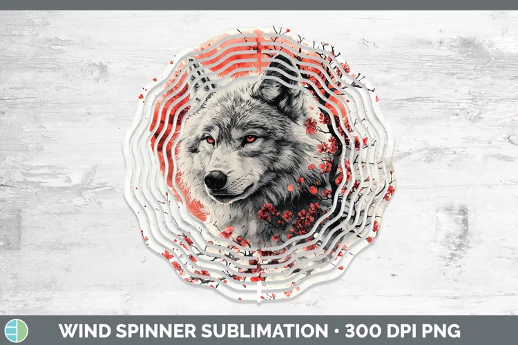 Sakura Wolf Wind Spinner Sublimation Spinner Designs