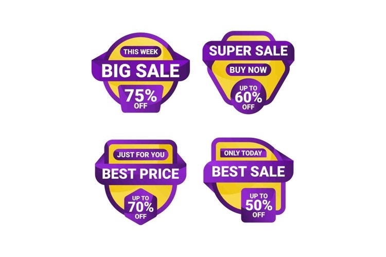 Sale Banner badge label promotion purpple yellow color example image 1