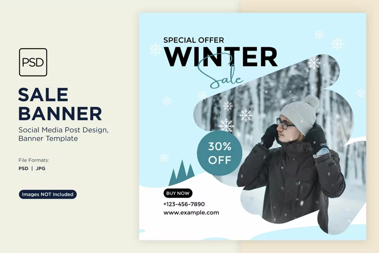 Winter Wonderland Winter Sale Banner Design Template