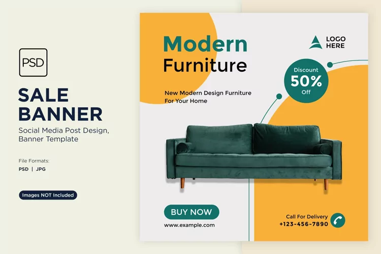 Special Sale on Home Modern Furniture Banner Design Template