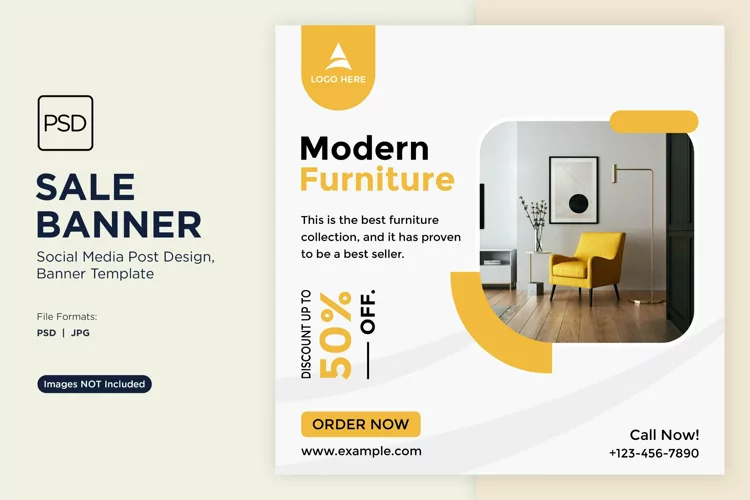 Special Sale on Home Modern Furniture Banner Design Template