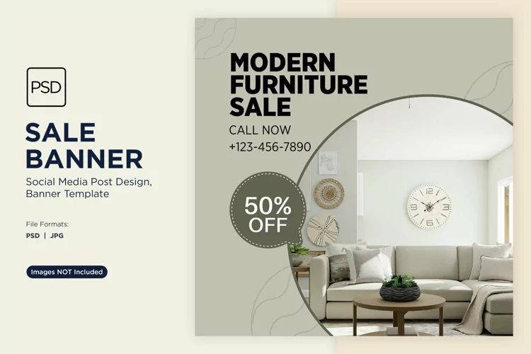 Big Sale on Modern Furniture Banner Design Template