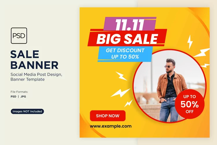 Big Sale on store and online fifty percent off Banner Design