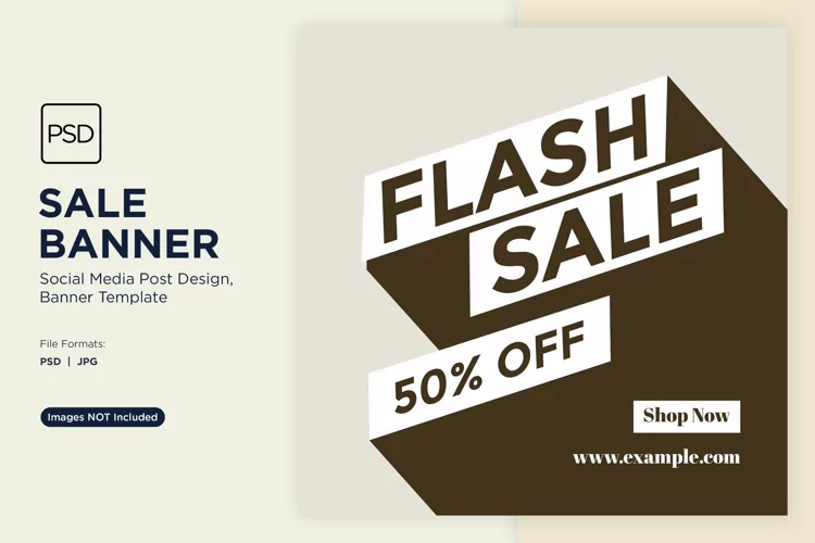 Flash Sale Fifty Percent Banner Design Template