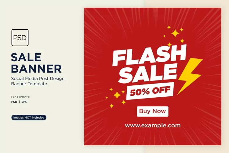 Flash into Savings Flash Sale Banner Design Template