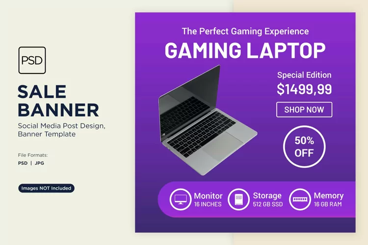 Laptop Exclusive Flash Sale Banner Design Template