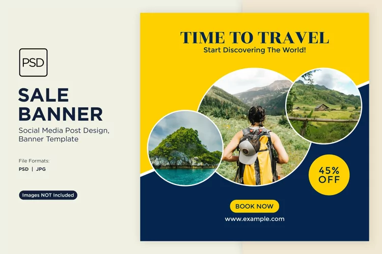 Time to Travel Banner Design Template