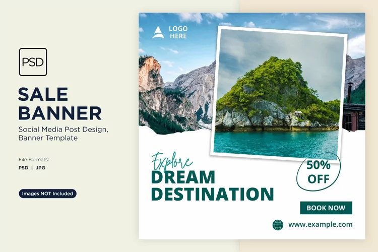 Explore the world travel and adventure sale banner design