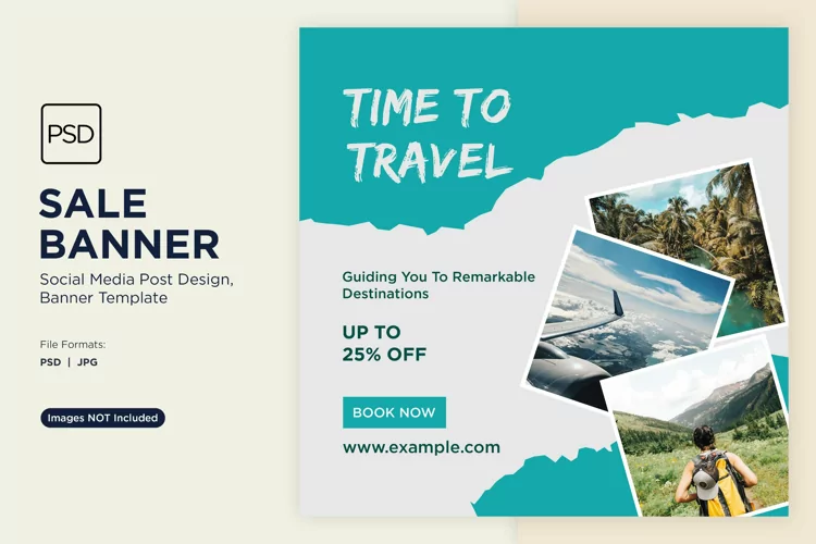Time to Travel Banner Design Template