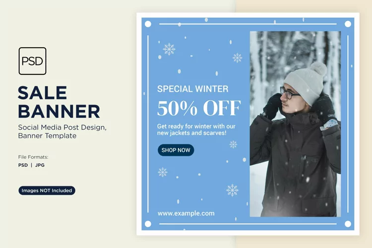 Winter Magic Snowy Sale Banner Design Template