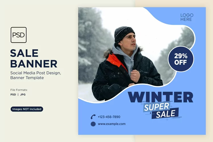 Winter Magic Snowy Sale Banner Design Template