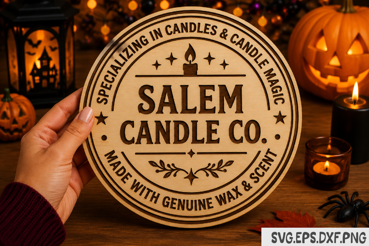Salem Candle Co SVG, Halloween Round Sign