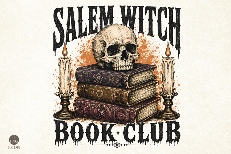 Salem Witch Book Club PNG,Halloween Skeleton Skull Shirt