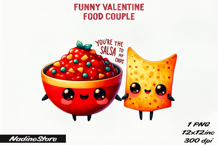 Funny Valentines day Food Couple PNG.