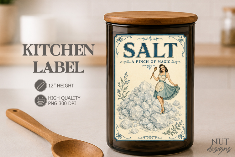 Pin up girl Vintage Salt Kitchen Label pantry label