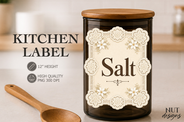 Vintage Salt Lace Kitchen Label pantry label