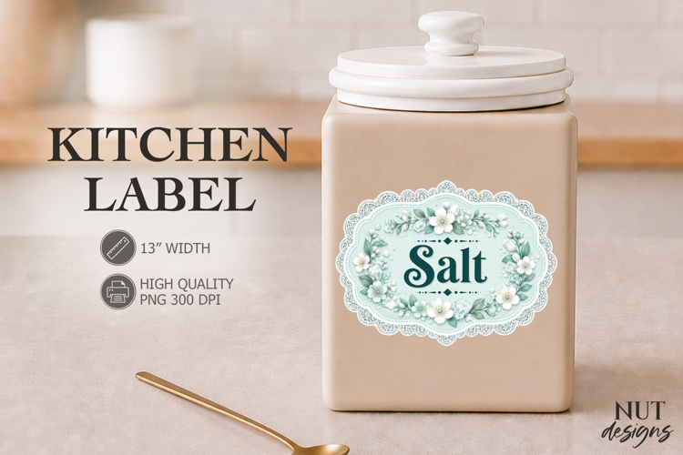 Vintage Salt Floral Kitchen Label Pantry Label