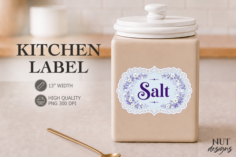 Vintage Salt Floral Kitchen Label Pantry Label