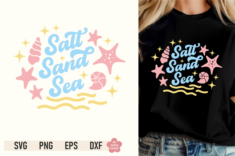 Salt Sand Sea SVG PNG, Summer Cut File, Beach Quotes