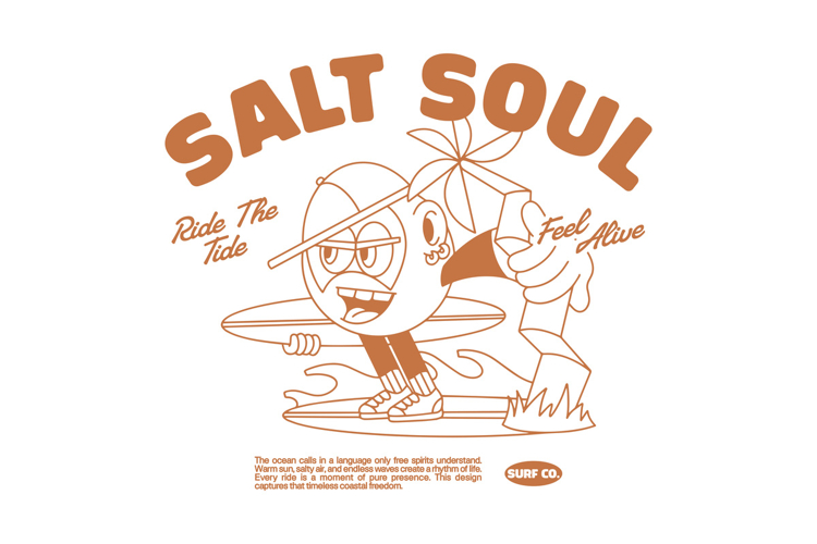 Salt Soul Retro Summer Surfing T shirt Design