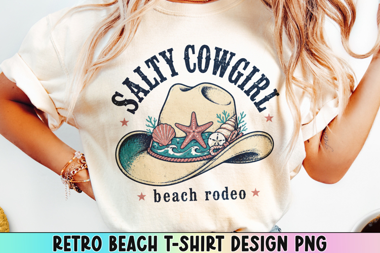 Retro Beach T Shirt Design, Distressed Coastal Sublimation.