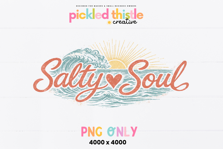 Salty Soul Beach PNG, Coastal Wave Sublimation Design