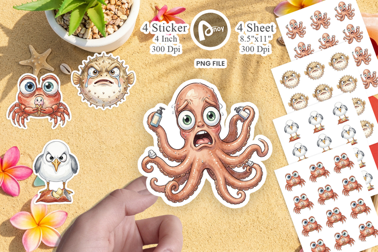 Salty Summer Sea Animal Sticker