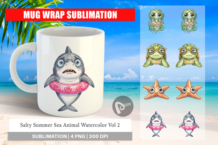 Salty Summer Sea Animal Mug Wrap