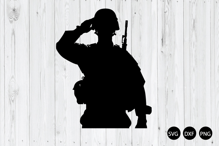 Salute Soldier SVG, Saluting US Soldier Silhouette SVG