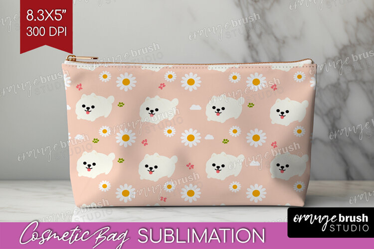 Samoyed Dog Cosmetic Bag Cute Chibi Puppy Makeup Bag PNG example image 1