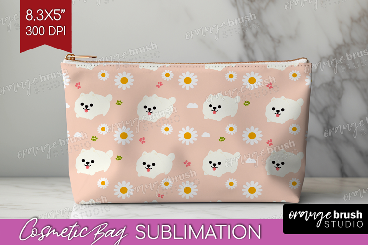 Samoyed Dog Cosmetic Bag Cute Chibi Puppy Makeup Bag PNG