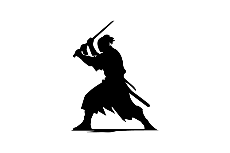 Samurai Attack Lunge Silhouette Illustration Design