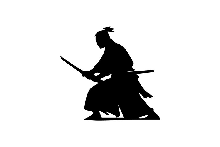 Samurai Kneeling Draw Silhouette Illustration Design